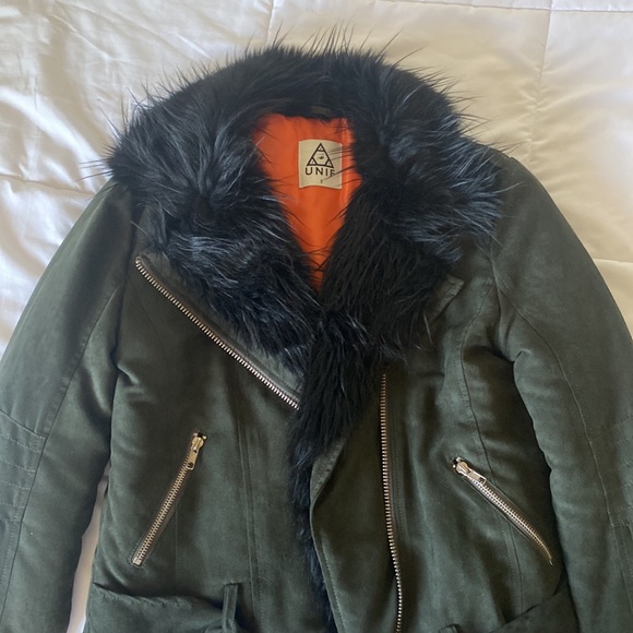 UNIF GREEN AVIATOR STYLE JACKET, SIZE SMALL - Picture 7 of 8